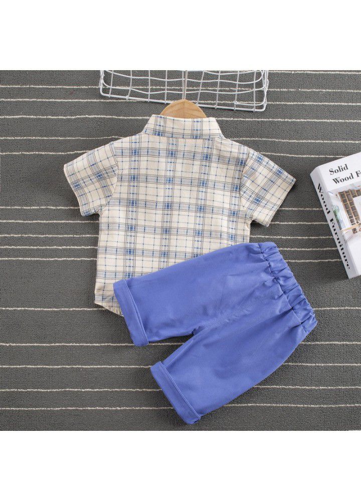 Boys summer suit 2021 new handsome short sleeve shirt 1-3 years old 4 children's summer outdoor wear two piece set