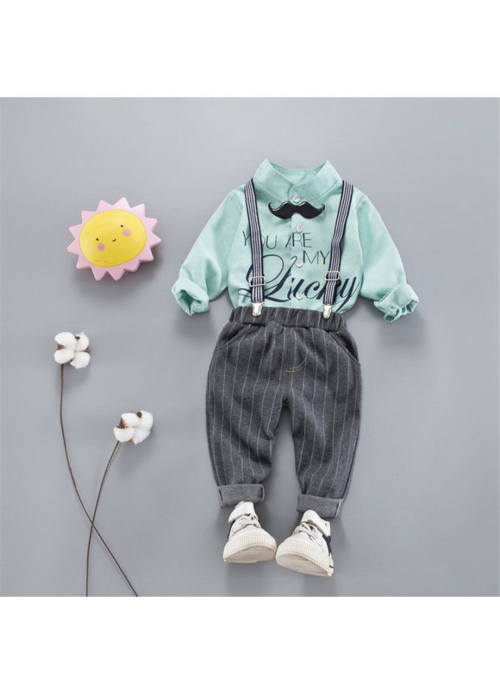 2020 spring new children's wear children's leisure shirt two sets long sleeve trousers set one hair