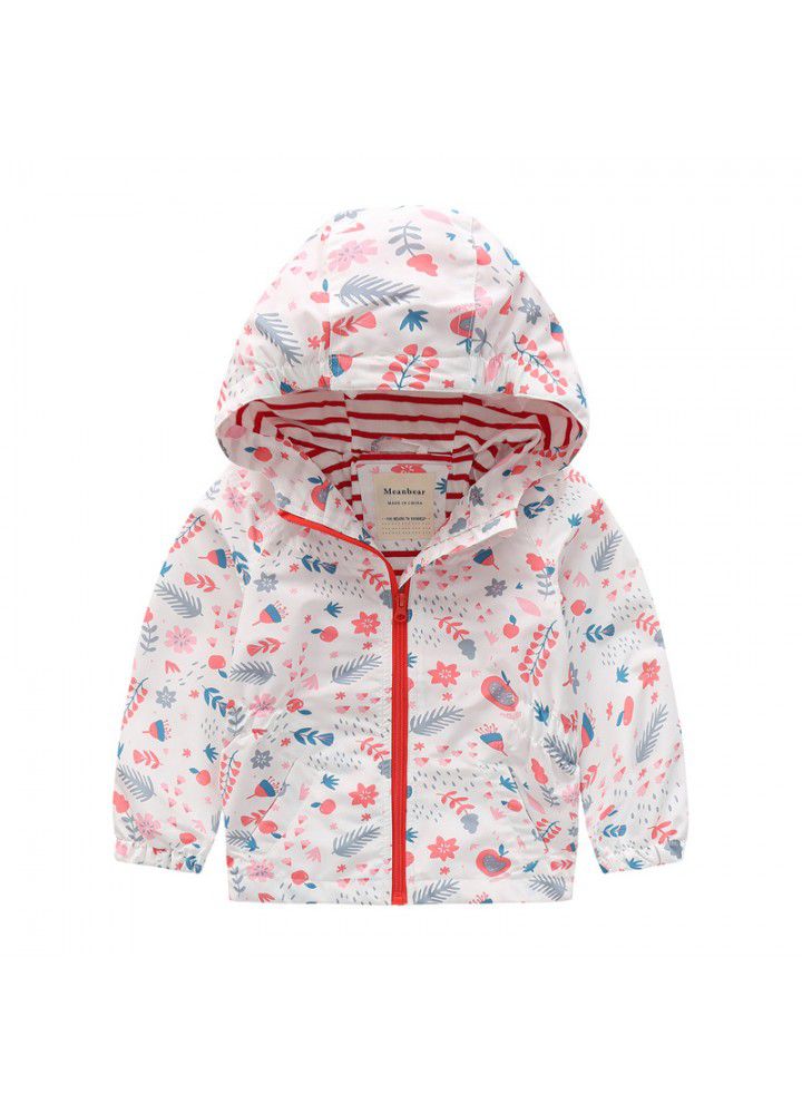 Children's windbreaker waterproof top girl's windbreaker waist hood baby fashion coat 2020 NEW