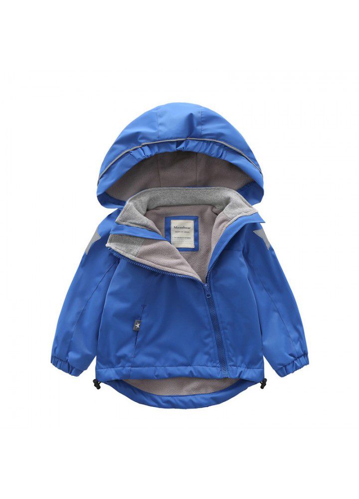 Autumn and winter 2020 fleece assault coat for boys and girls windbreaker for children waterproof coat for children
