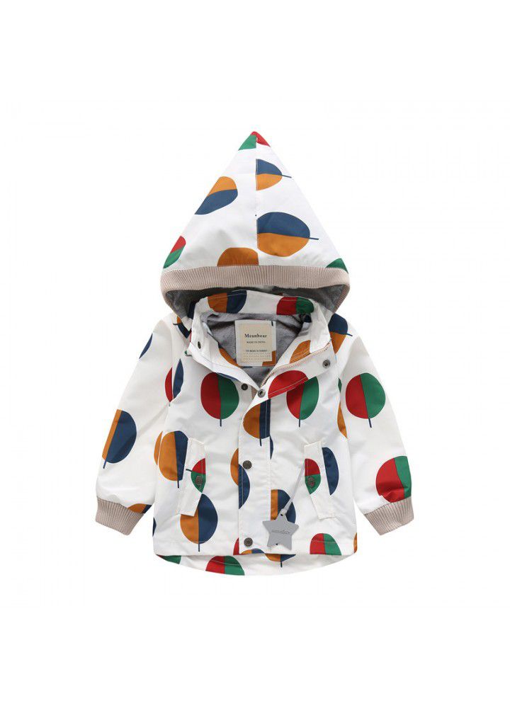 Boys' windbreaker spring and autumn children's fashion coat outdoor windproof and rainproof assault coat hat detachable children's jacket