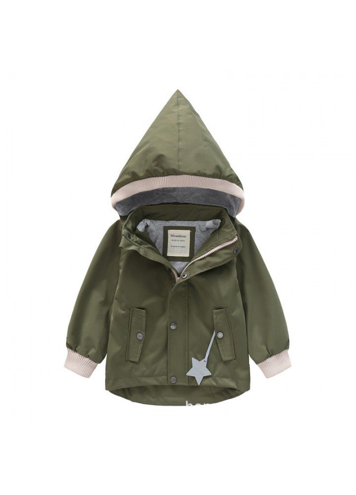 Boys' and girls' windbreaker rainproof hat detachable girls' coat