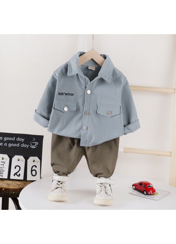 Postal children's clothing children's shirt set 20 new girls' Lapel casual pants boys' Jianlong top pants