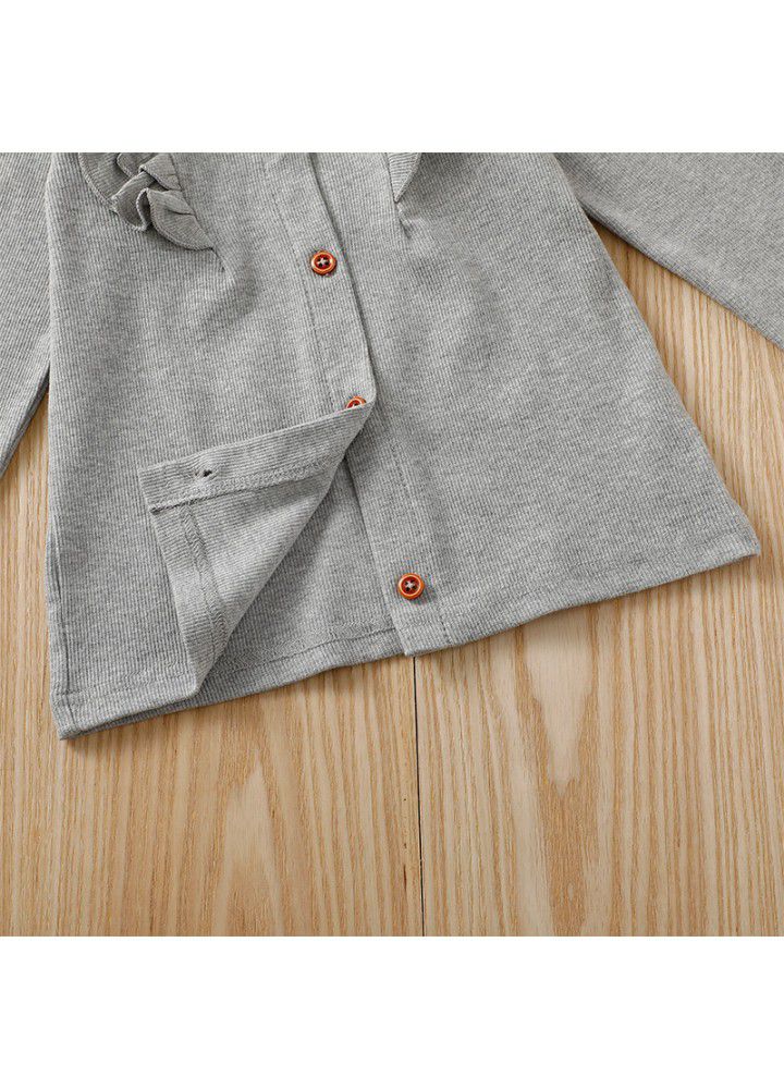 Autumn and winter girls' button coat baby's long sleeve cardigan