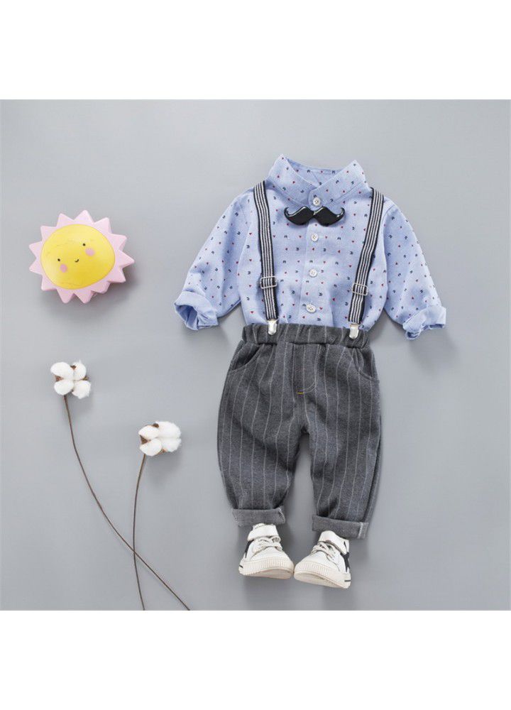 2020 spring new children's wear children's leisure shirt two sets long sleeve trousers set one hair