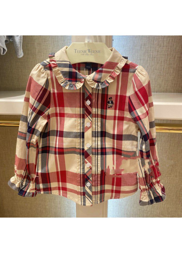 Presale a cub Plaid Lapel girl's shirt and children's shirt