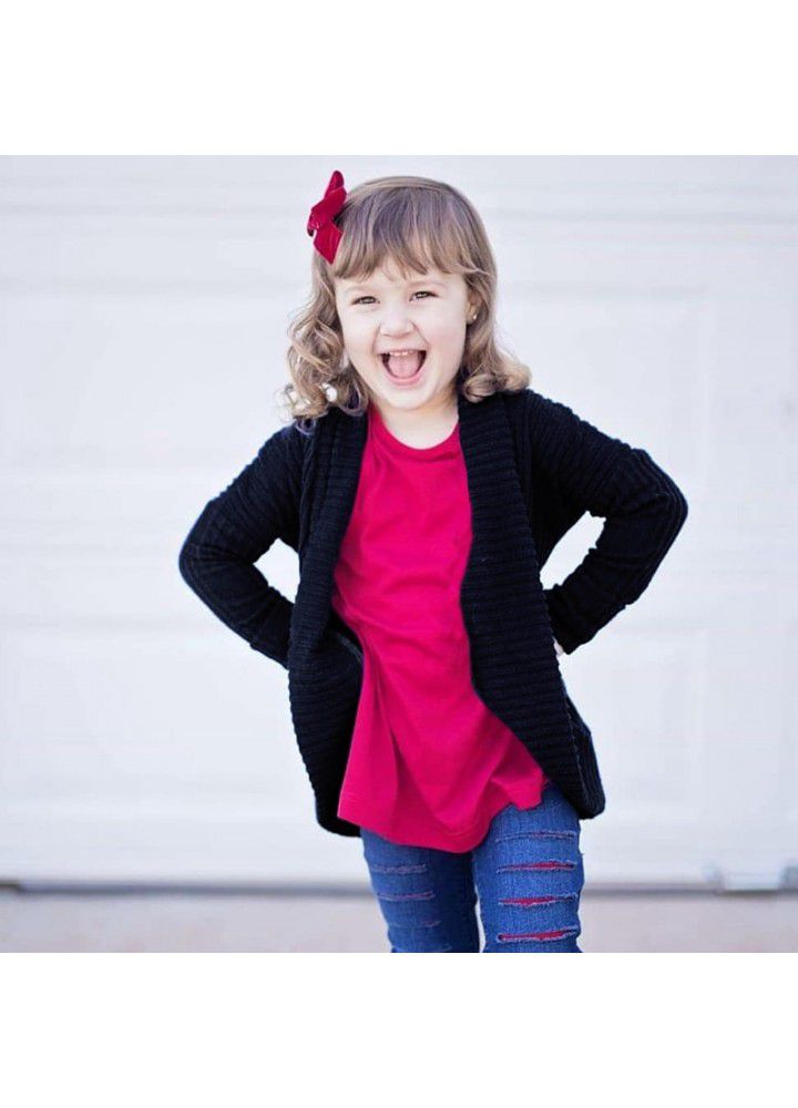 H1170 children's casual coat knitwear autumn winter foreign trade long sleeve cardigan sweater children's coat autumn