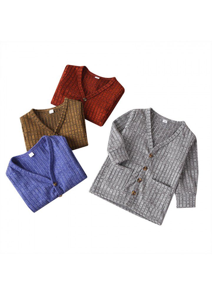 Spot men's and women's spring and autumn jacket solid color fashion children's jacket collar single breasted cross border wholesale hot sale