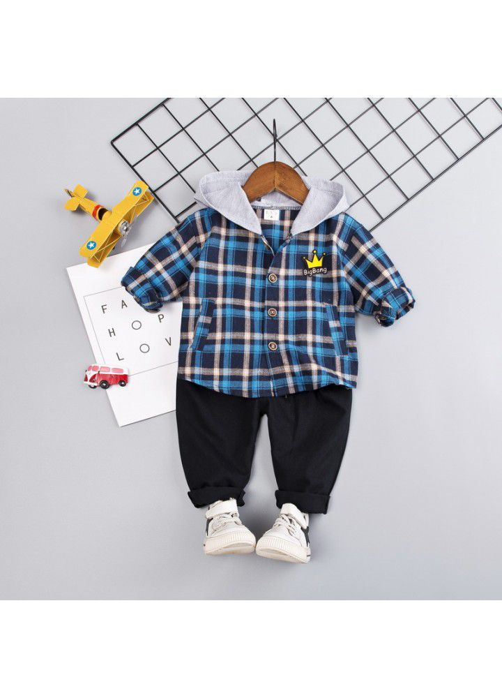 2020 spring new children's wear children's leisure shirt two sets long sleeve trousers set one hair