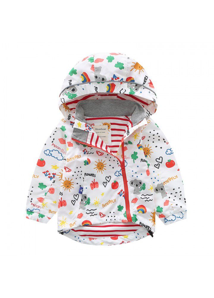 Boys' and girls' cartoon Hooded Jacket children's personality windbreaker 2020 spring new reflective strip