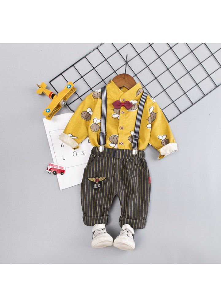 2020 spring new children's wear children's leisure shirt two sets long sleeve trousers set one hair