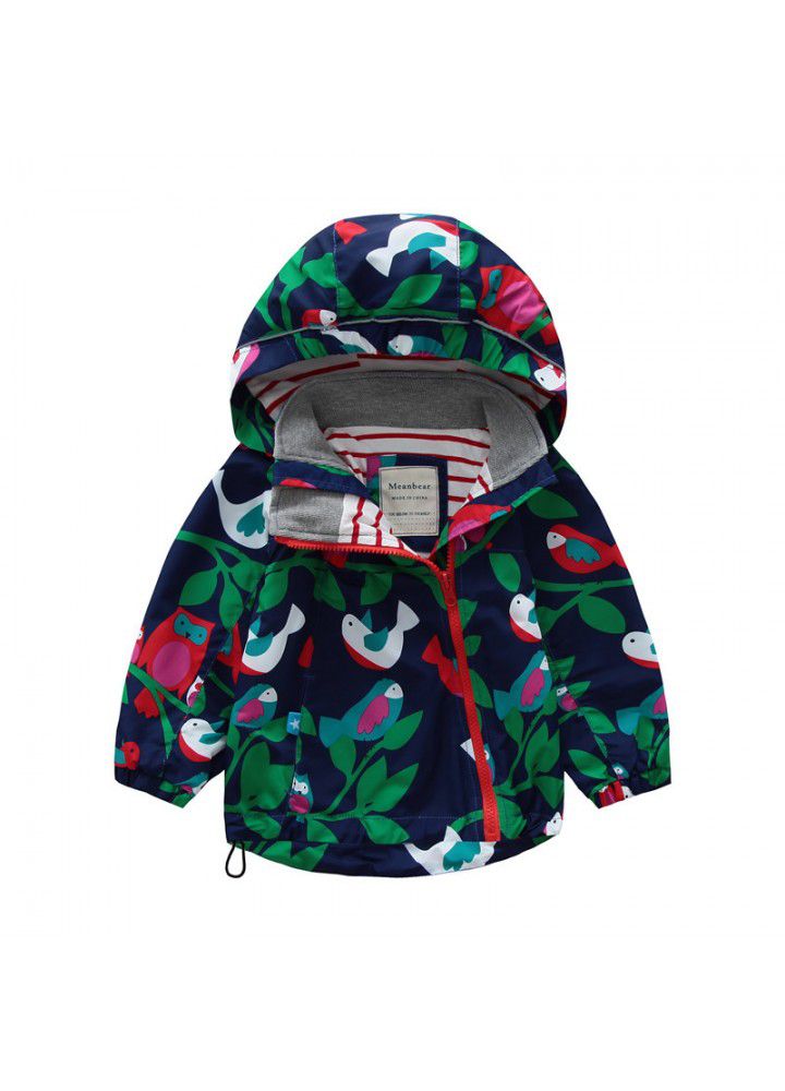 2020 spring boys' and girls' Parka waterproof windbreaker hooded windbreaker reflective strip boys and girls