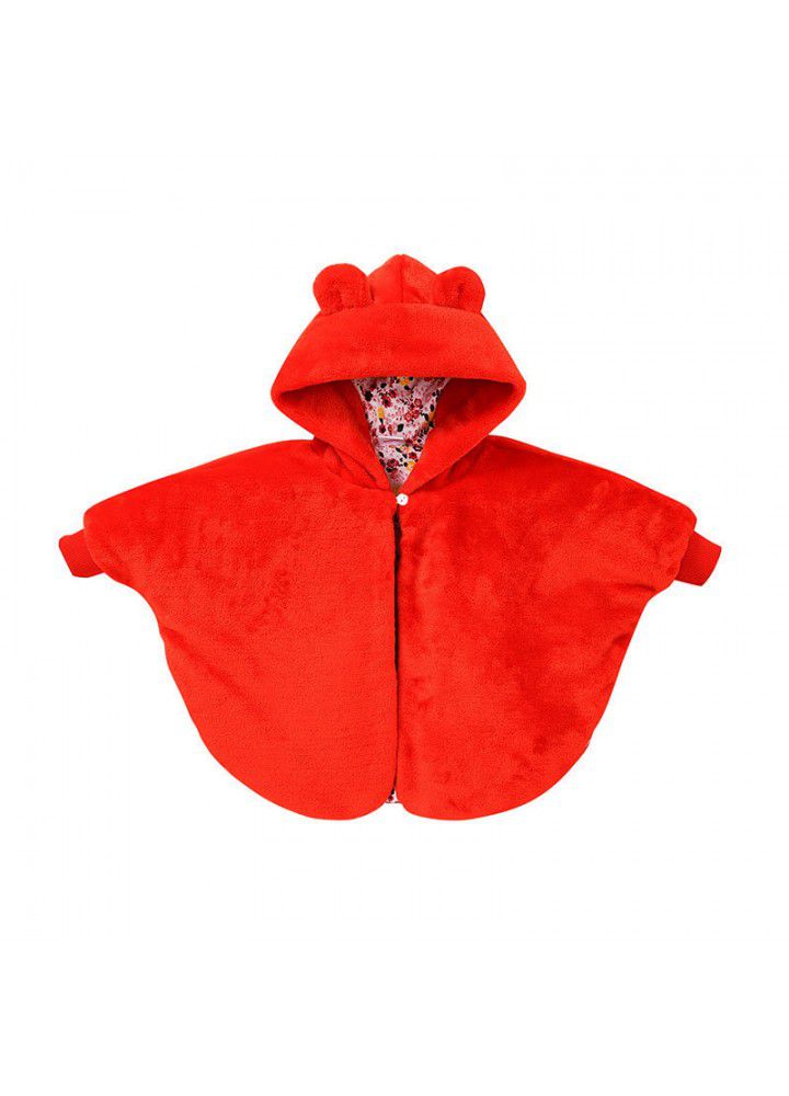 Spot baby solid color cute zipper coat new baby Cape autumn and winter heavy children's wear