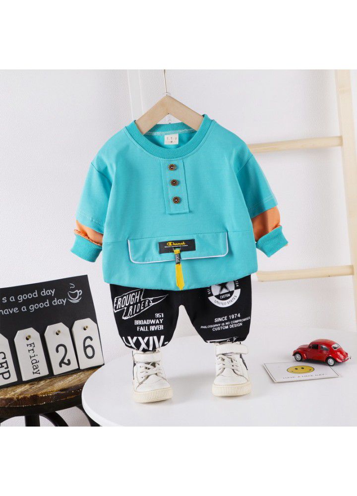 Postal children's clothing children's shirt set 20 new girls' Lapel casual pants boys' Jianlong top pants