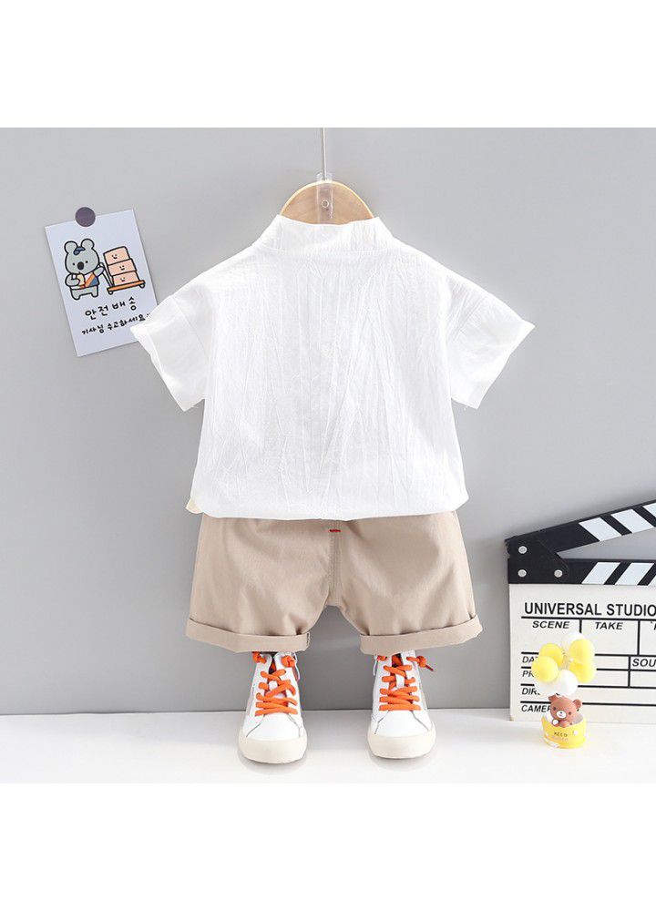 2021 summer new bear shirt suit children's suit wholesale boy's cartoon animation single breasted children's wear