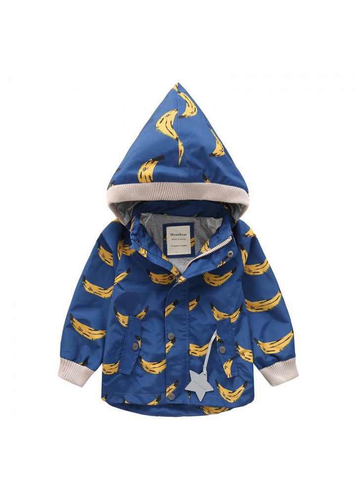 Boys' windbreaker spring and autumn children's fashion coat outdoor windproof and rainproof assault coat hat detachable children's jacket