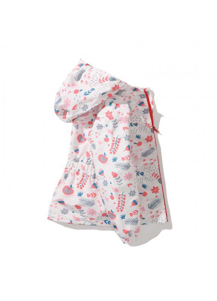Children's windbreaker waterproof top girl's windbreaker waist hood baby fashion coat 2020 NEW