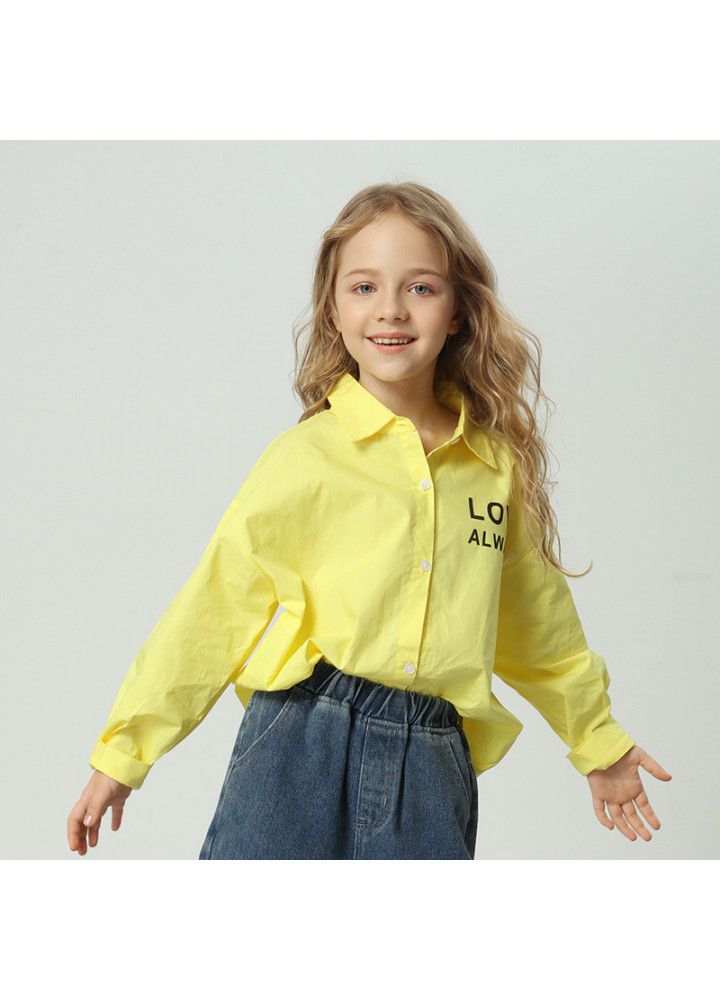 2021 spring new girl's shirt middle school girl's long sleeve shirt European and American foreign trade children's wear children's top
