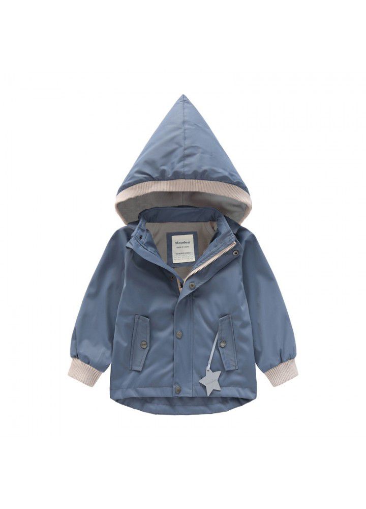 Boys' and girls' windbreaker rainproof hat detachable girls' coat