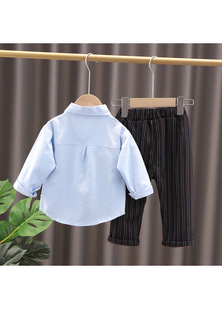 Autumn children's clothing boys 2021 new suit children's casual clothes baby spring and autumn Tie Shirt two piece set fashion