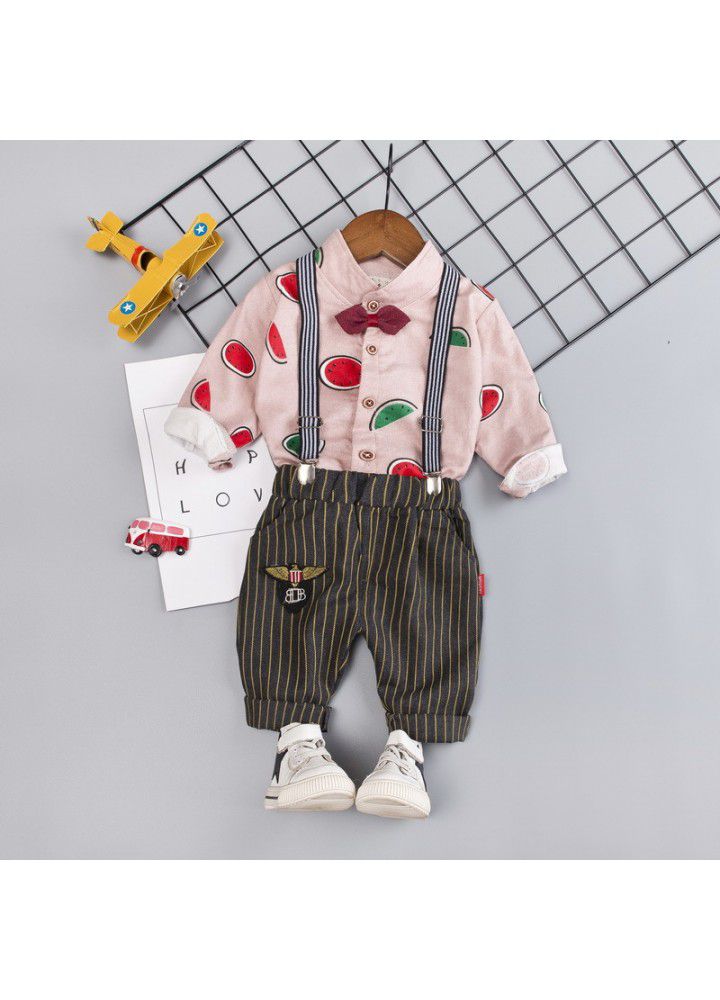 2020 spring new children's wear children's leisure shirt two sets long sleeve trousers set one hair