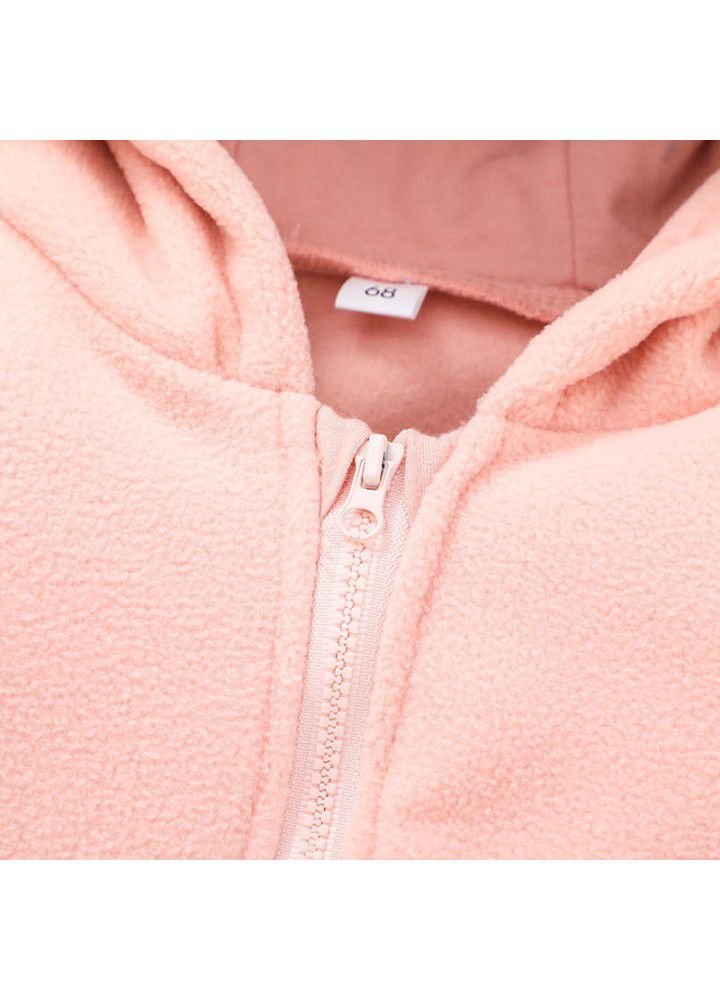 Autumn and winter 2021 baby cute zipper shirt a baby cartoon hooded top rabbit shaped coat