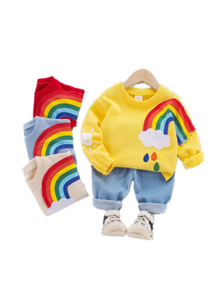 Postal children's clothing children's shirt set 20 new girls' Lapel casual pants boys' Jianlong top pants