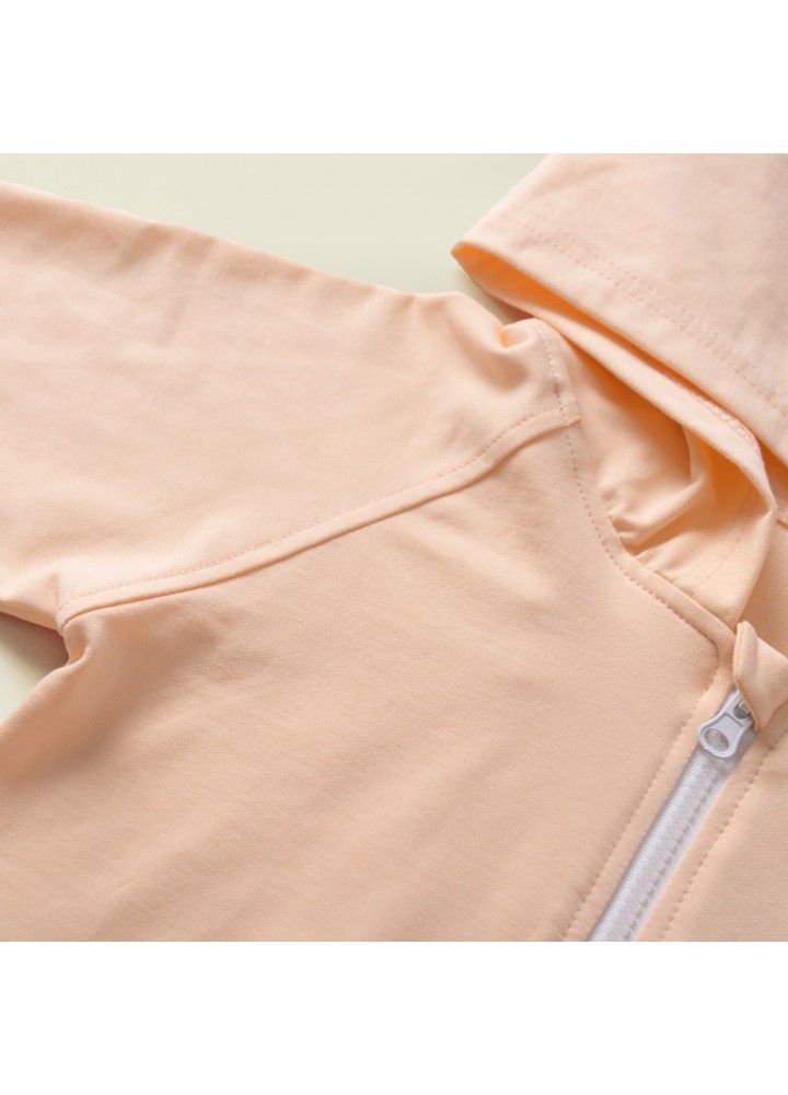 A139 # girls' coat Long Sleeve Top solid color simple casual autumn coat zipper coat children's wear