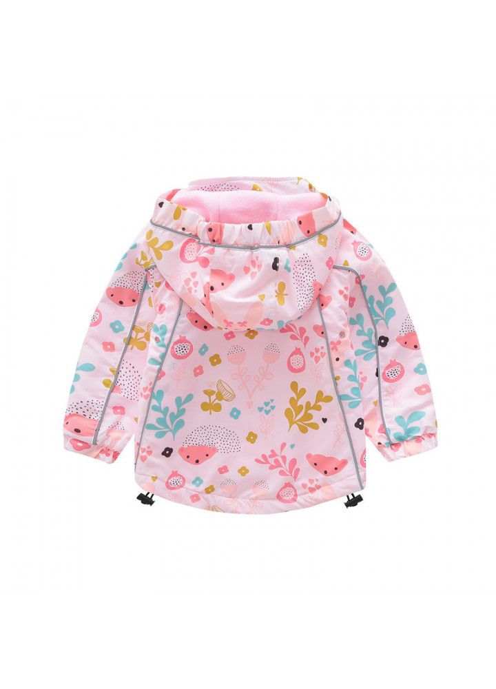 Korean children's and men's clothing children's autumn and winter stormcoat waterproof windbreaker Plush windbreaker outdoor clothing