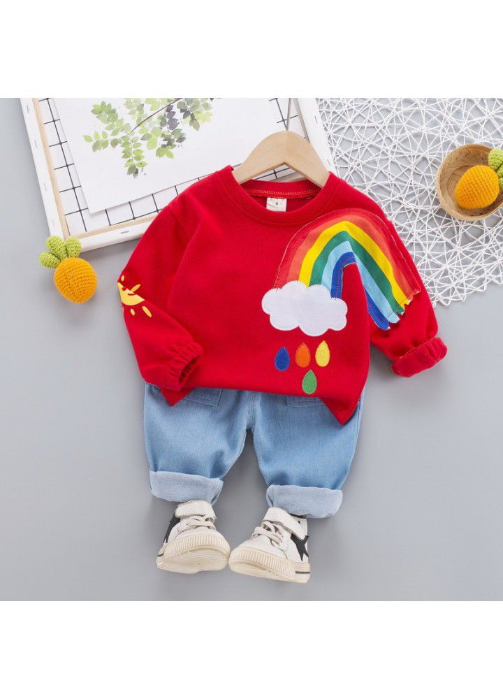 Postal children's clothing children's shirt set 20 new girls' Lapel casual pants boys' Jianlong top pants