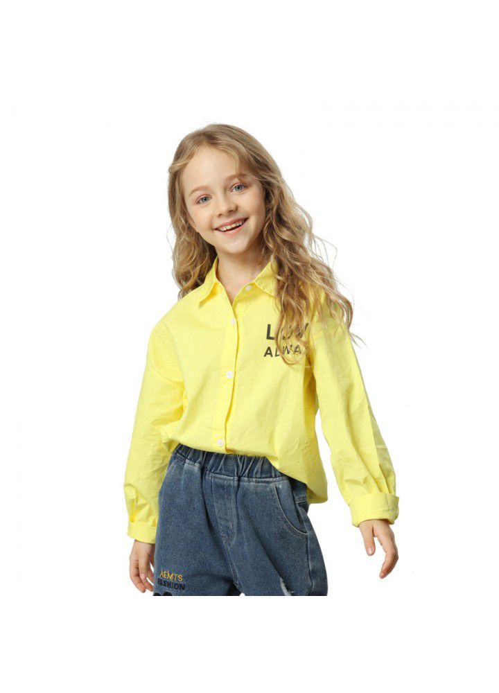2021 spring new girl's shirt middle school girl's long sleeve shirt European and American foreign trade children's wear children's top