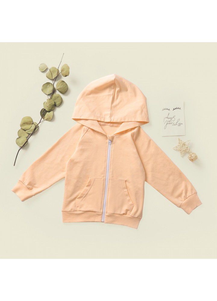 A139 # girls' coat Long Sleeve Top solid color simple casual autumn coat zipper coat children's wear