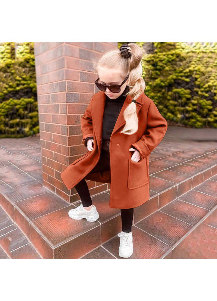Spot European and American children's pure wool overcoat boys' long sleeve spring and autumn overcoat children's clothing fast selling wholesale
