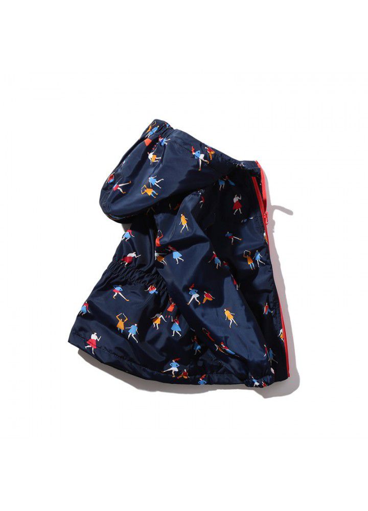European and American girl's coat, love Plush windbreaker, waist closed, hooded, stormcoat, waterproof children's coat