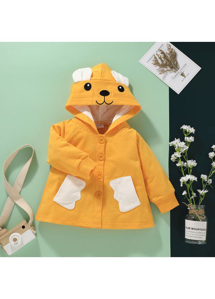 Baby leisure button coat 2021 spring and autumn baby cute cartoon top cross border spot wholesale