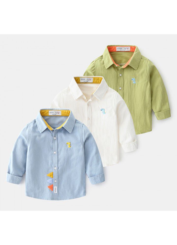 New spring and autumn Korean children's wear boys' fashion cute cartoon cotton shirt wholesale