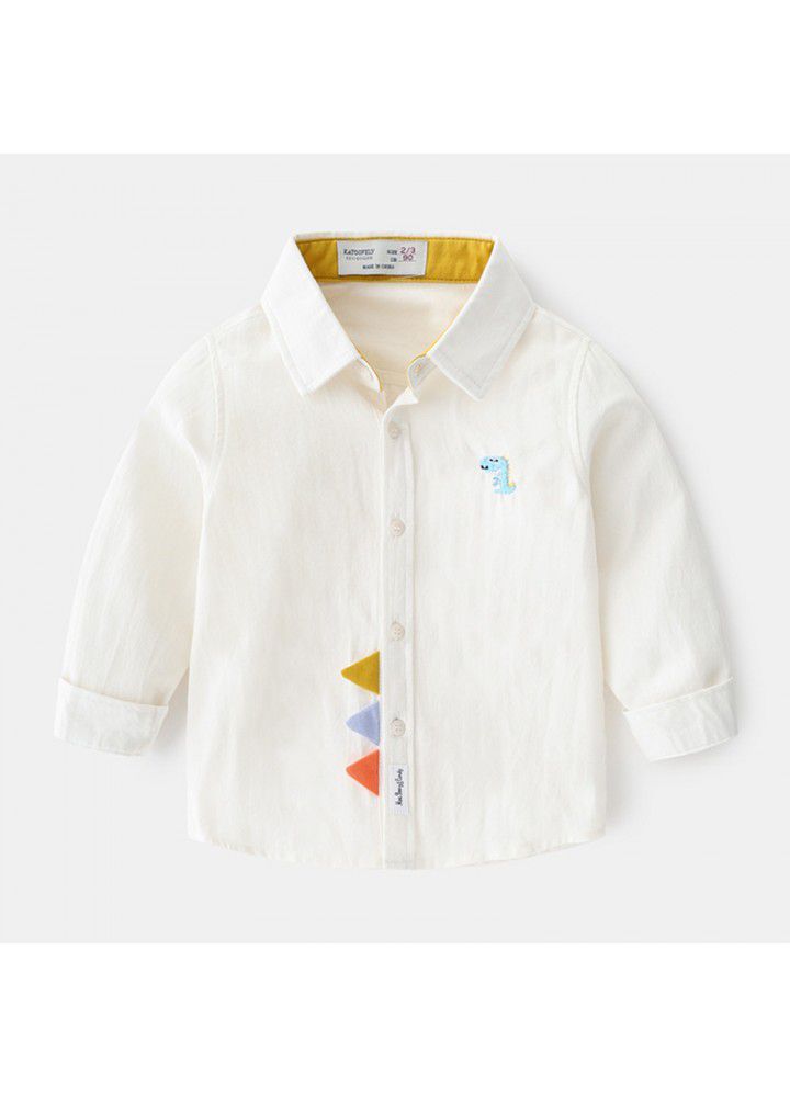 New spring and autumn Korean children's wear boys' fashion cute cartoon cotton shirt wholesale