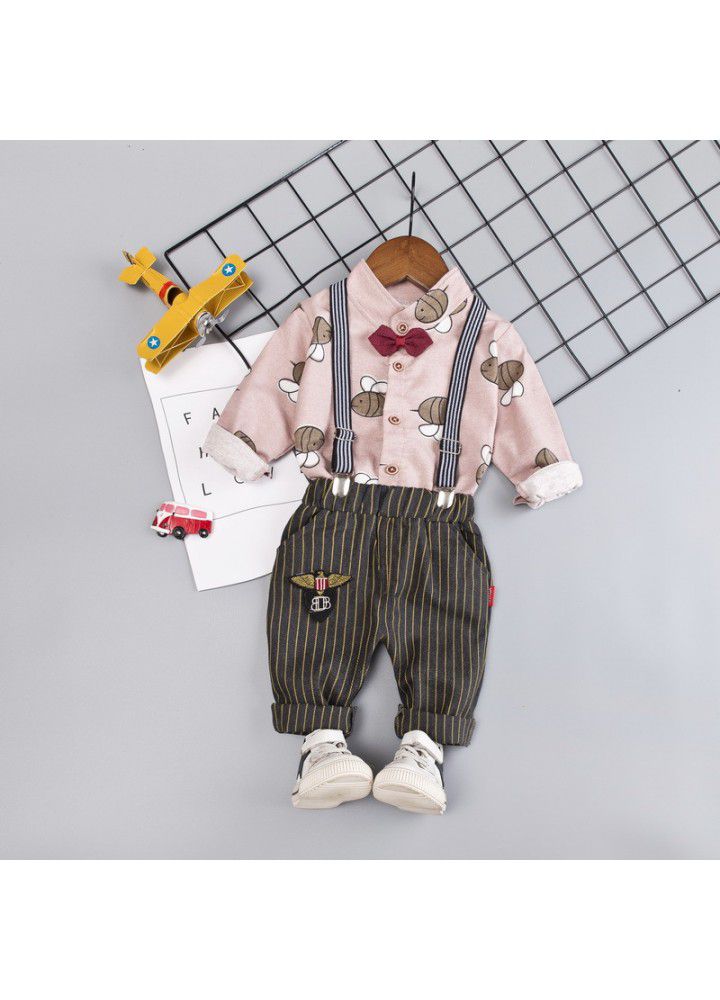 2020 spring new children's wear children's leisure shirt two sets long sleeve trousers set one hair