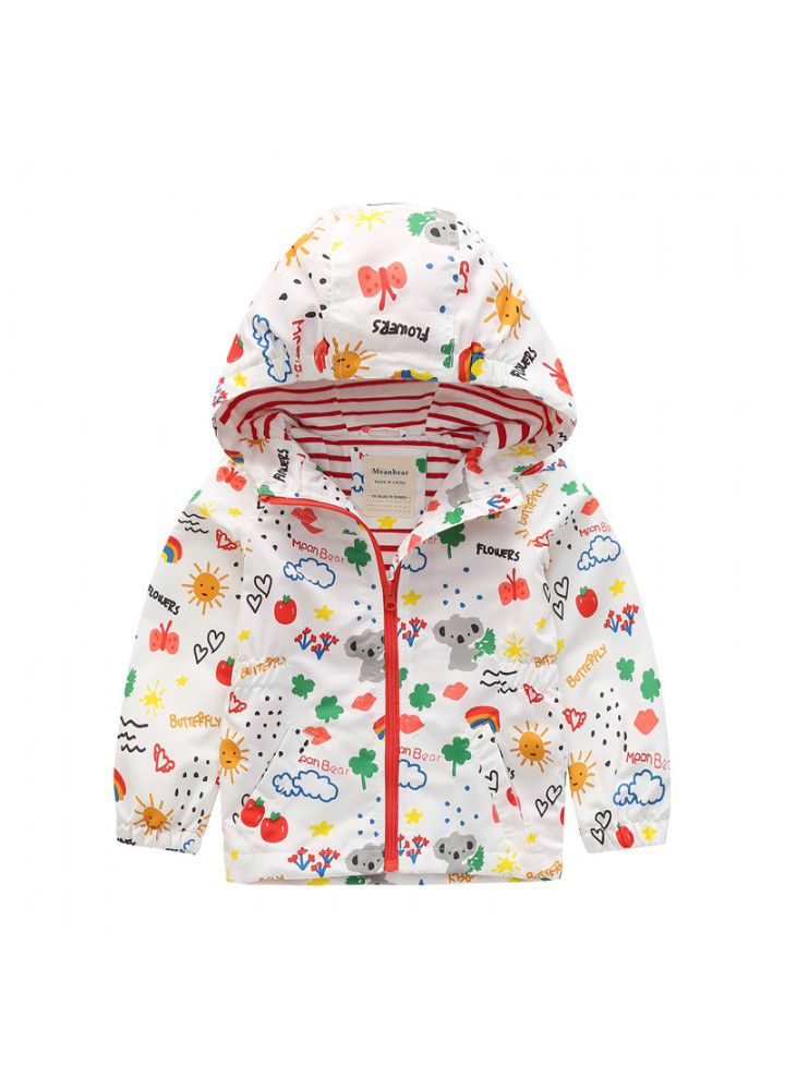 Children's windbreaker waterproof top girl's windbreaker waist hood baby fashion coat 2020 NEW