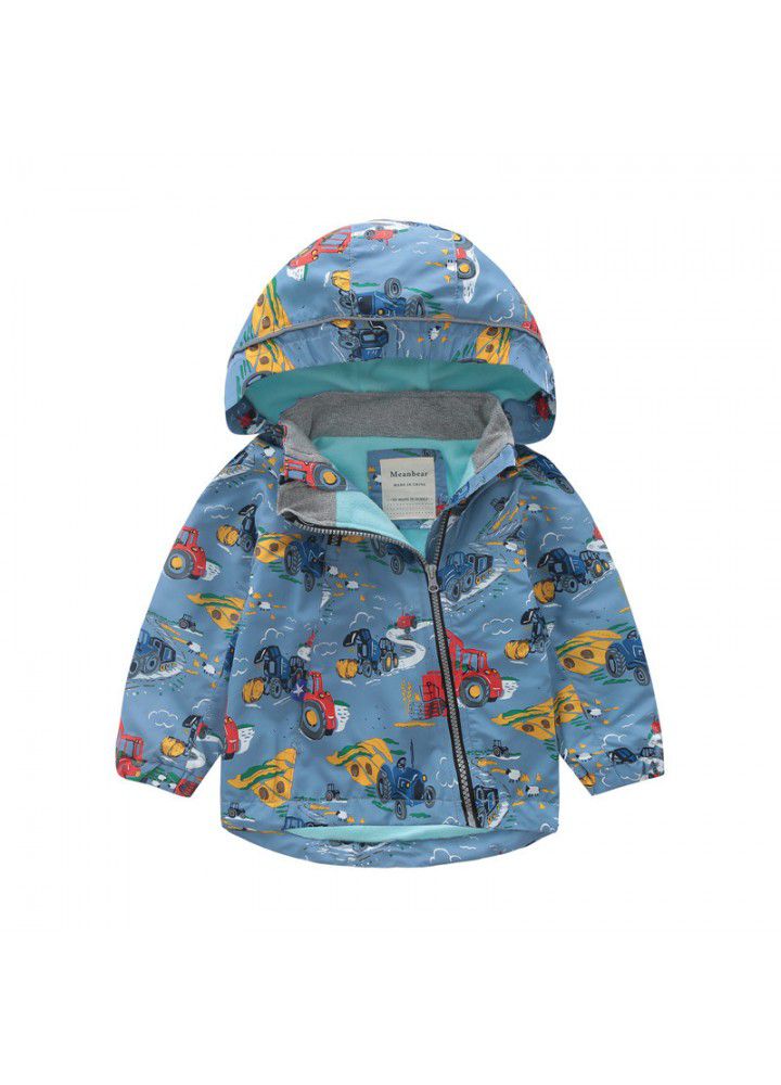 2020 spring and autumn boys and girls Plush hooded double zipper coat children's windbreaker children's assault coat children's wear