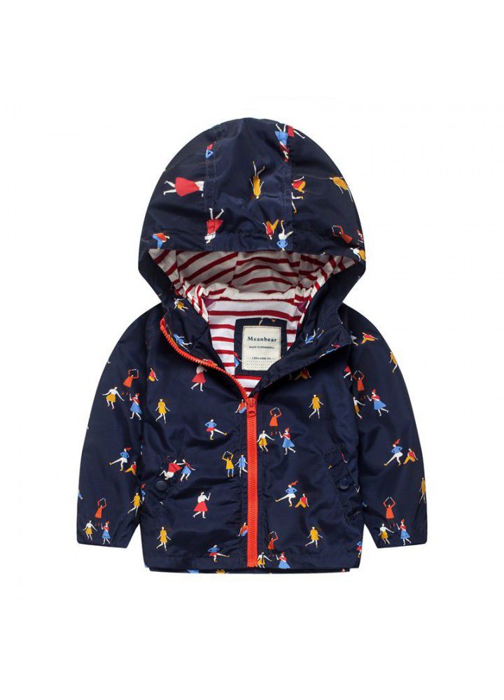 Girls' wind proof and waterproof Hooded Coat new children's wear children's stormsuit in spring 2020