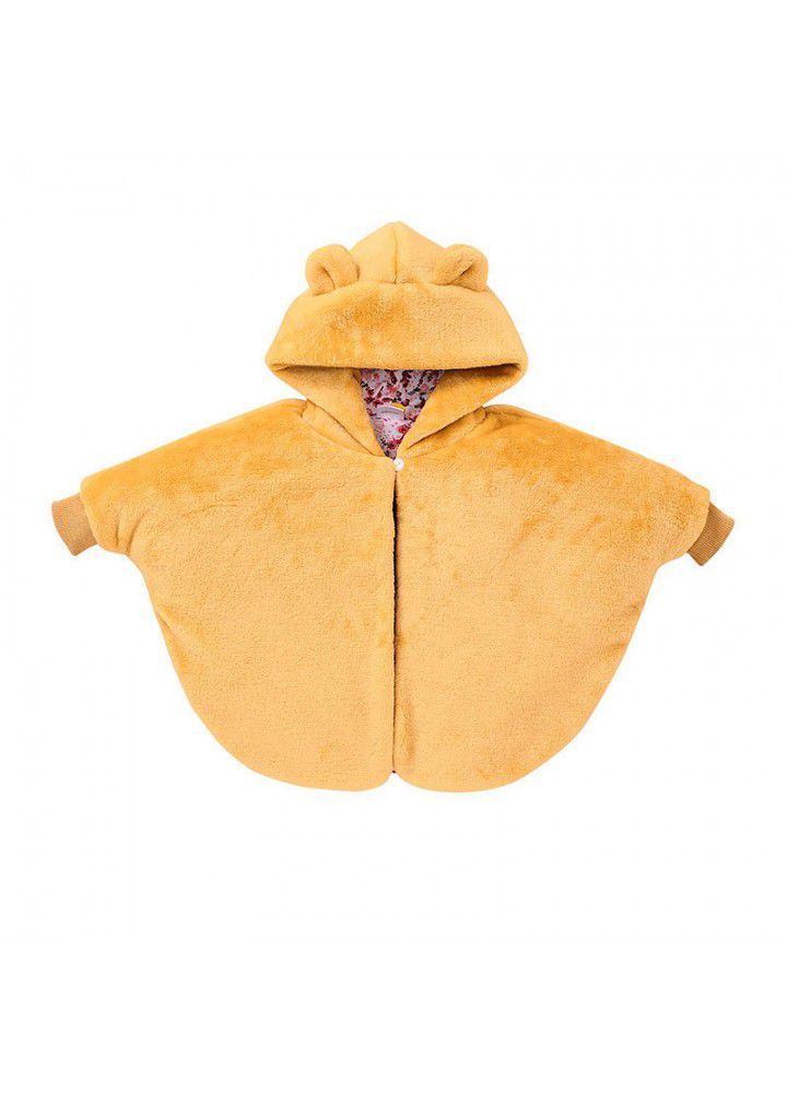Spot baby solid color cute zipper coat new baby Cape autumn and winter heavy children's wear