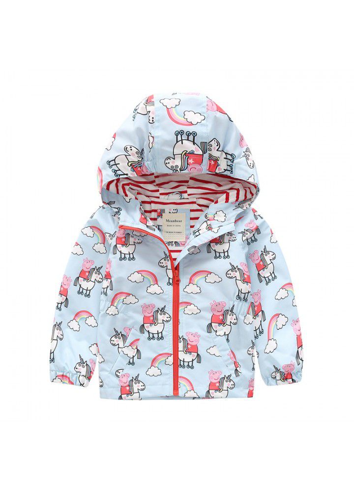 Children's windbreaker waterproof top girl's windbreaker waist hood baby fashion coat 2020 NEW