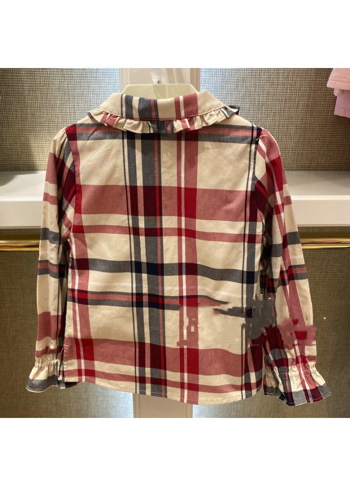 Presale a cub Plaid Lapel girl's shirt and children's shirt