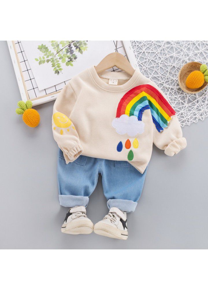 Postal children's clothing children's shirt set 20 new girls' Lapel casual pants boys' Jianlong top pants