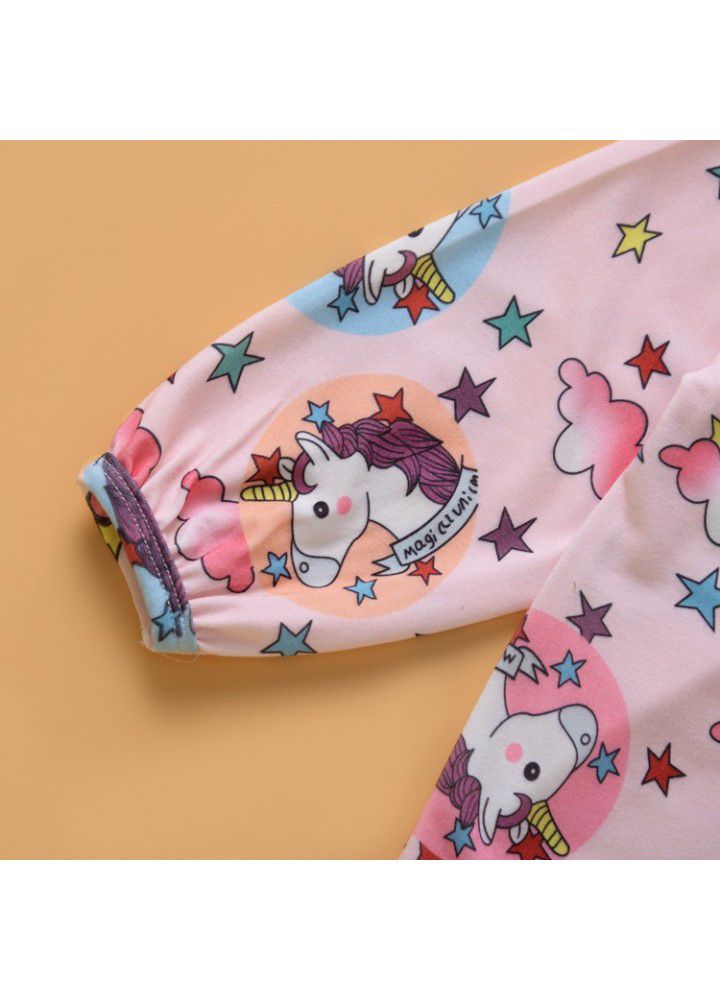 A166 # girls' long sleeve zipper coat children's clothing autumn new Unicorn cartoon pattern girls' coat