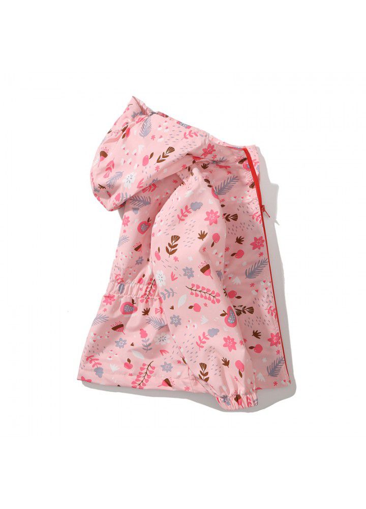 Children's windbreaker waterproof top girl's windbreaker waist hood baby fashion coat 2020 NEW