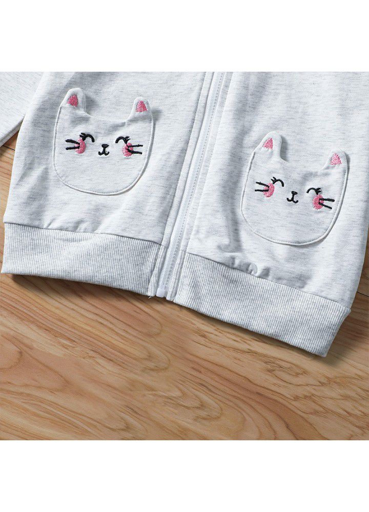 2021 hooded children's zipper jacket casual baby cartoon zipper top