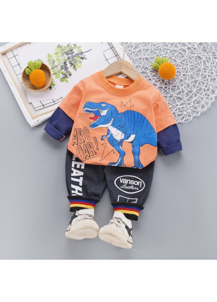 Postal children's clothing children's shirt set 20 new girls' Lapel casual pants boys' Jianlong top pants