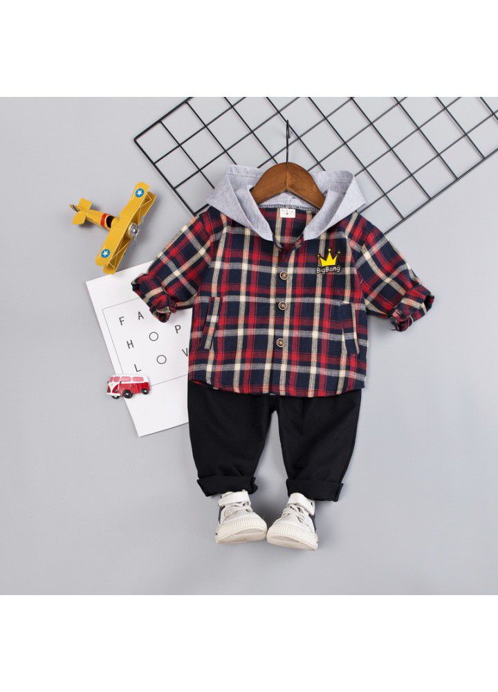 2020 spring new children's wear children's leisure shirt two sets long sleeve trousers set one hair
